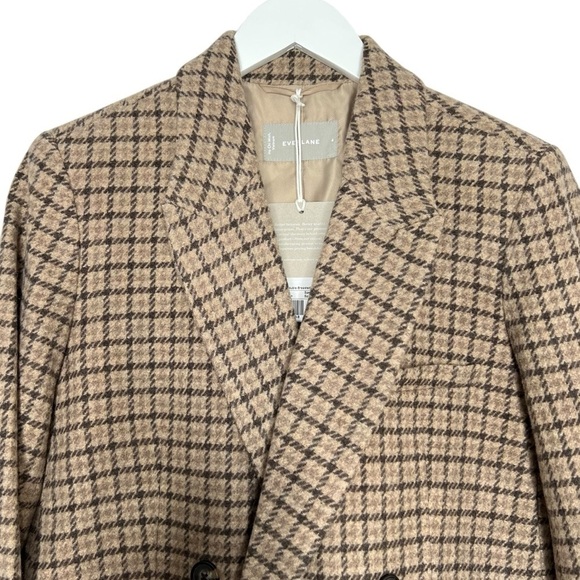 Everlane The ReWool Double Breasted Blazer Beige Houndstooth Size 4 NEW - Picture 8 of 12